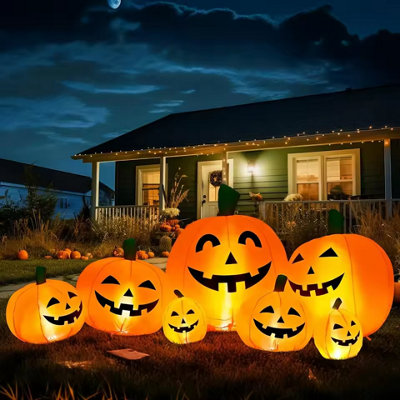 2.2M 7.5FT Halloween Inflatable Pumpkin Pile 7 Pumpkins LED Outdoor ...
