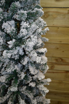 2.2m (7.5ft) Snow Flocked Spruce Pine Slim Christmas Tree in Green