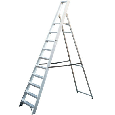 2.2m Aluminium Platform Step Ladders 10 Tread 3.8m Work Height Heavy 