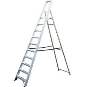 2.2m Aluminium Platform Step Ladders 10 Tread 3.8m Work Height HEAVY DUTY Steps