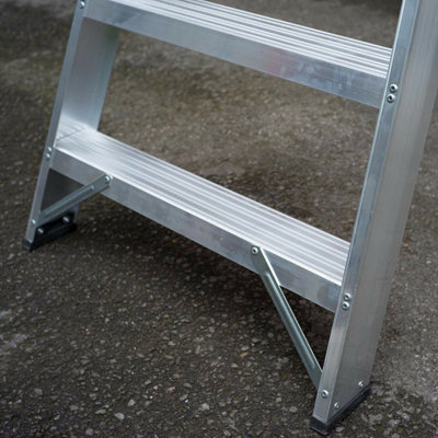 2.2m Aluminium Swingback Step Ladders 10 Tread Professional Lightweight Steps
