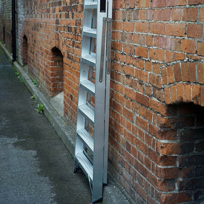 2.2m Aluminium Swingback Step Ladders 10 Tread Professional Lightweight ...