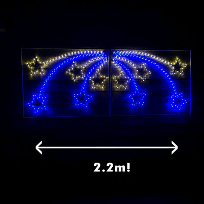 2.2m LED Shooting Star Rope Light Christmas Silhouette Decoration in Blue and White Price Comparisons | Compare The Build