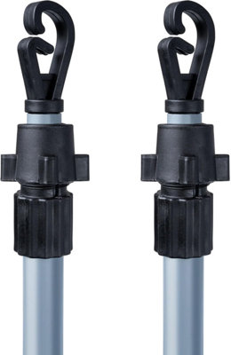 2.2m Telescopic Washing Line Pole Heavy Duty Pack of 2 Iron Clothes ...