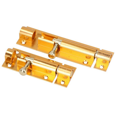 TRIXES 50mm Slide Bolt Lock - Satin Aluminum Door Latch For Bathroom, Toilet, Or Shed