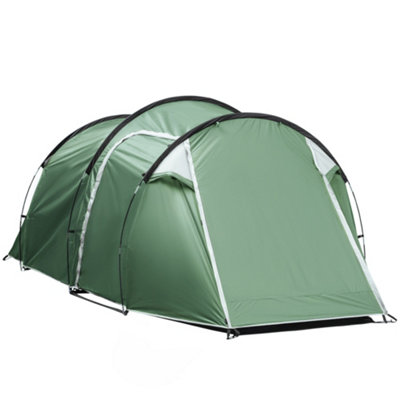 2-3 Man Camping Tent with 2 Rooms Porch Air Vents Rainfly Weather-Resistant