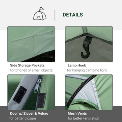 2-3 Man Camping Tent with 2 Rooms Porch Air Vents Rainfly Weather-Resistant - 5