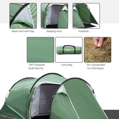 2-3 Man Camping Tent with 2 Rooms Porch Air Vents Rainfly Weather-Resistant - 7