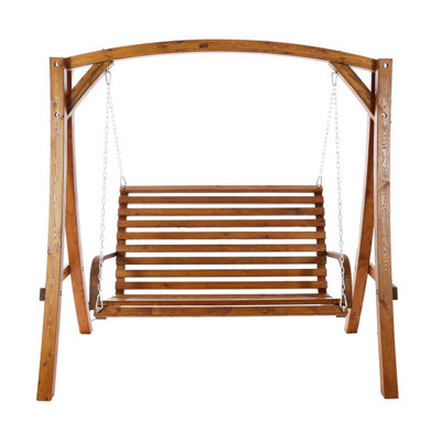 2-3 Seater Larch Wood Wooden Garden Outdoor Swing Seat Bench Hammock 1.9M - 6