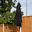 2.3m Wooden Garden Parasol 34mm Shaft & Pulley - Black