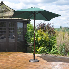 2.3m Wooden Garden Parasol 36mm Shaft & Pulley - Green