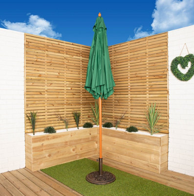 2.3m Wooden Garden Parasol 36mm Shaft & Pulley - Green