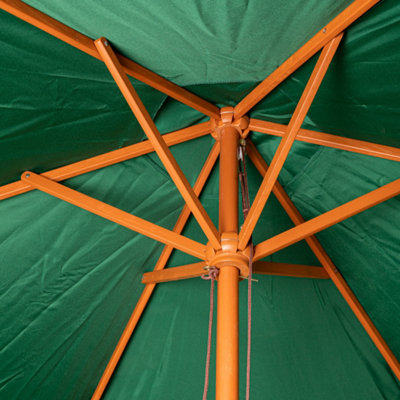 2.3m Wooden Garden Parasol 36mm Shaft & Pulley - Green - 3