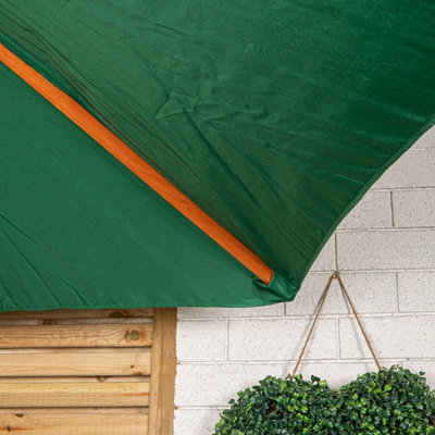 2.3m Wooden Garden Parasol 36mm Shaft & Pulley - Green - 7