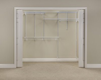 2.44m or 8ft Wide Adjustable ShelfTrack White Wardrobe Organiser Kit with Shoe Rack Wire Shelving Storage System by ClosetMaid