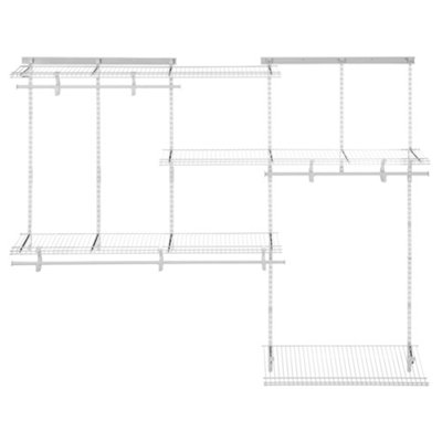 2.44m or 8ft Wide Adjustable ShelfTrack White Wardrobe Organiser Kit with Shoe Rack Wire Shelving Storage System by ClosetMaid