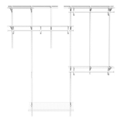 2.44m or 8ft Wide Adjustable ShelfTrack White Wardrobe Organiser Kit with Shoe Rack Wire Shelving Storage System by ClosetMaid