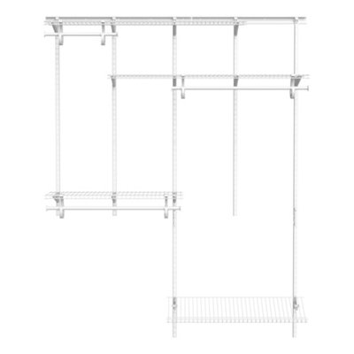 2.44m or 8ft Wide Adjustable ShelfTrack White Wardrobe Organiser Kit with Shoe Rack Wire Shelving Storage System by ClosetMaid