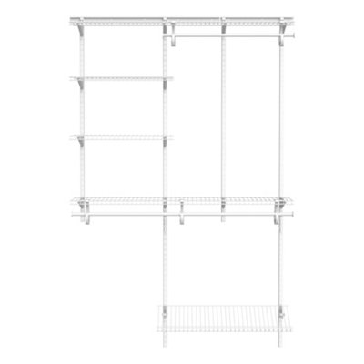 2.44m or 8ft Wide Adjustable ShelfTrack White Wardrobe Organiser Kit with Shoe Rack Wire Shelving Storage System by ClosetMaid