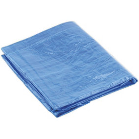 2.44m x 3.05m Blue Tarpaulin - Mould and Mildew Proof - Waterproof Cover Sheet