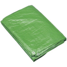 2.44m x 3.05m Green Tarpaulin - Mould and Mildew Proof - Waterproof Cover Sheet