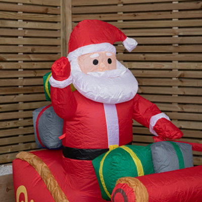2.4m (8ft) Light up Santa Sleigh with Reindeers Christmas Inflatable ...