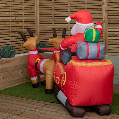 2.4m (8ft) Light up Santa Sleigh with Reindeers Christmas Inflatable ...