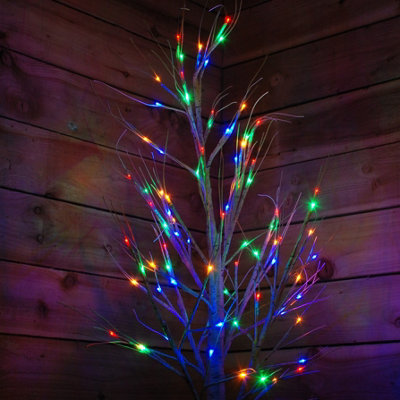 2.4m Christmas Outdoor Birch Tree with 136 Multicoloured LEDs Price Comparisons | Compare The Build