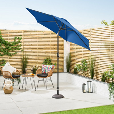2.4m Crank and Tilt Parasol - Navy | DIY at B&Q