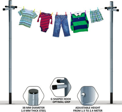 Washing line pole online support