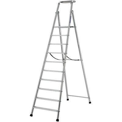 2.4m MAX Stability 10 Tread Aluminium Step Ladder - Anti-Slip Design for Safe DIY Use