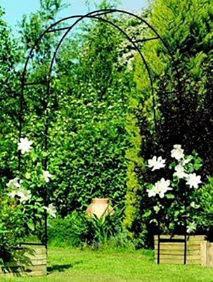 2.4M Metal Frame Garden Arch - Black - 3