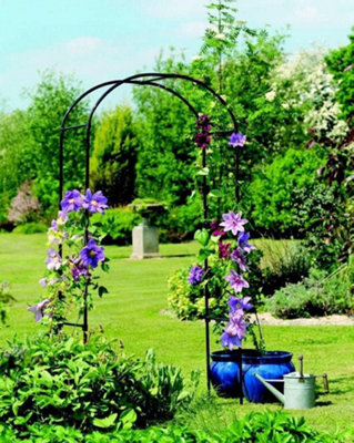 2.4M Metal Frame Garden Arch - Black - 4