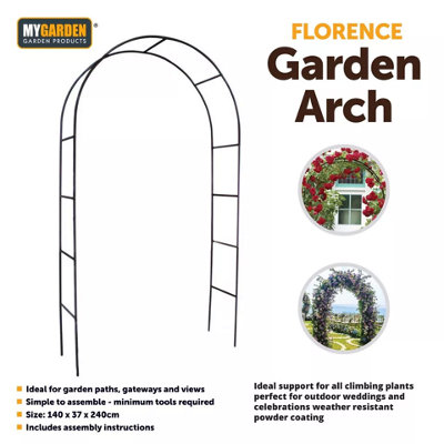2.4M Metal Garden Arch Tubular Frame Climbing Plant Trellis Frame Rose ...