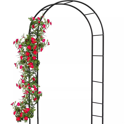 2.4M Metal Garden Arch Tubular Frame Climbing Plant Trellis Frame Rose ...