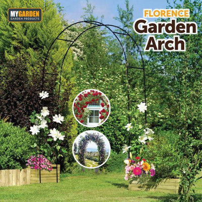 2.4M Metal Garden Arch Tubular Frame Climbing Plant Trellis Frame Rose ...