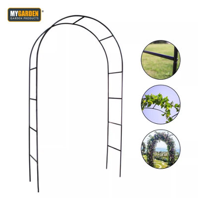 2.4M Metal Garden Arch Tubular Frame Climbing Plant Trellis Frame Rose ...
