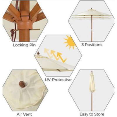 2.4m Outdoor Cream Garden Parasol - 6