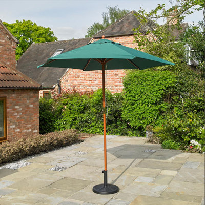 2.4m Wind Up Green Garden Parasol
