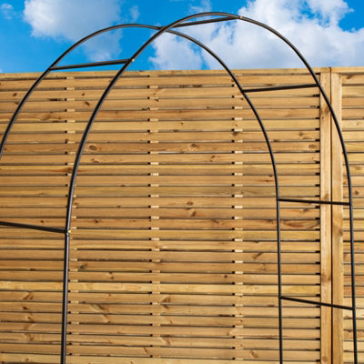 2.4m x 1.4m Black Metal Garden Arch Trellis for Climbing Plants