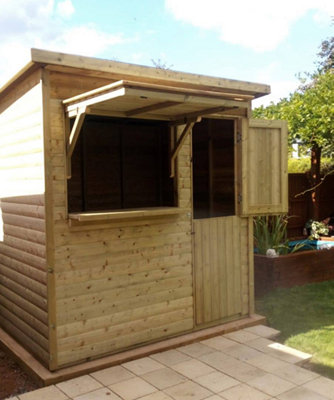 2.4m x 1.8m Pent Bar - Timber - L210 x W270 x H220 cm - Minimal Assembly Required - 3