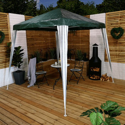 2.4m x 2.4m (8ft x 8ft) Garden Gazebo Party Tent in Green & White