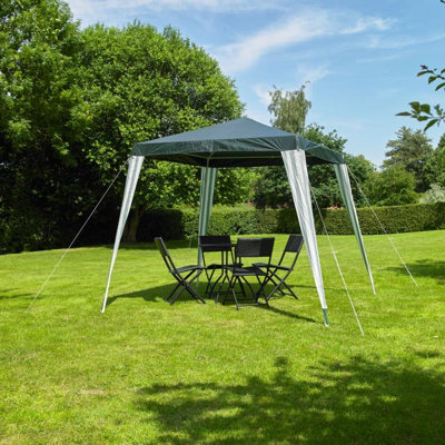 2.4m x 2.4m (8ft x 8ft) Garden Gazebo Party Tent in Green & White - 7