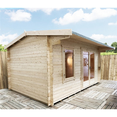 2.4m x 3m Reverse Apex Log Cabin (70mm)