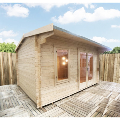 2.4m x 3m Reverse Apex Log Cabin (70mm)