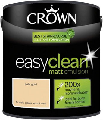 2.5L Crown Easy Clean Matt Emulsion Multi Surface Paint Pale Gold