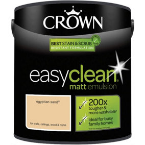 2.5L CROWN Easy Clean MATT Emulsion Multi Surface Paint  Walls, Ceilings, Wood and Metal - Egyptian Sand