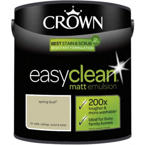 2.5L CROWN Easy Clean MATT Emulsion Multi Surface Paint Walls, Ceilings, Wood and Metal. Stain & Scrub Resistant- Spring Bud