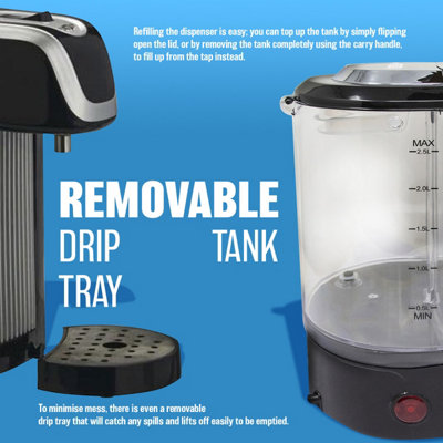 2.5L Instant Hot Water Dispenser Tea Coffee Fast Boil Kitchen Tank Kettle Electric Removable Dip Tray Energy Efficient - 3