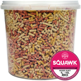 2.5L SQUAWK Mixed Suet Pellets - High Energy Mealworm Berry Wild Garden Bird Food
